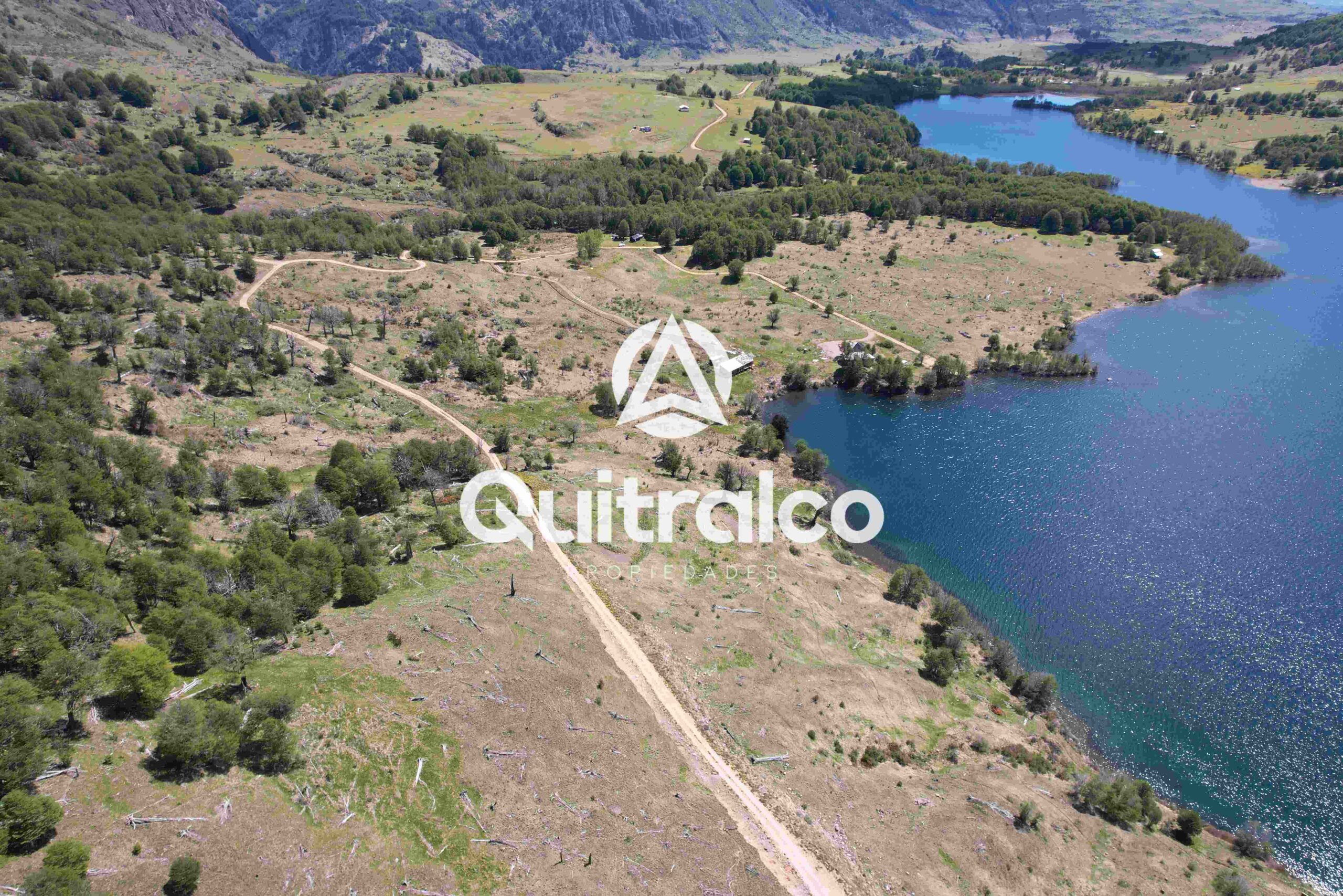 Orilla del Lago Monreal con bosques de lengas y praderas